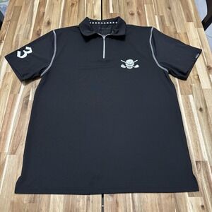 Tattoo Golf Polo Shirt Mens L Black Performance Lightweight Stretch‎ Skull